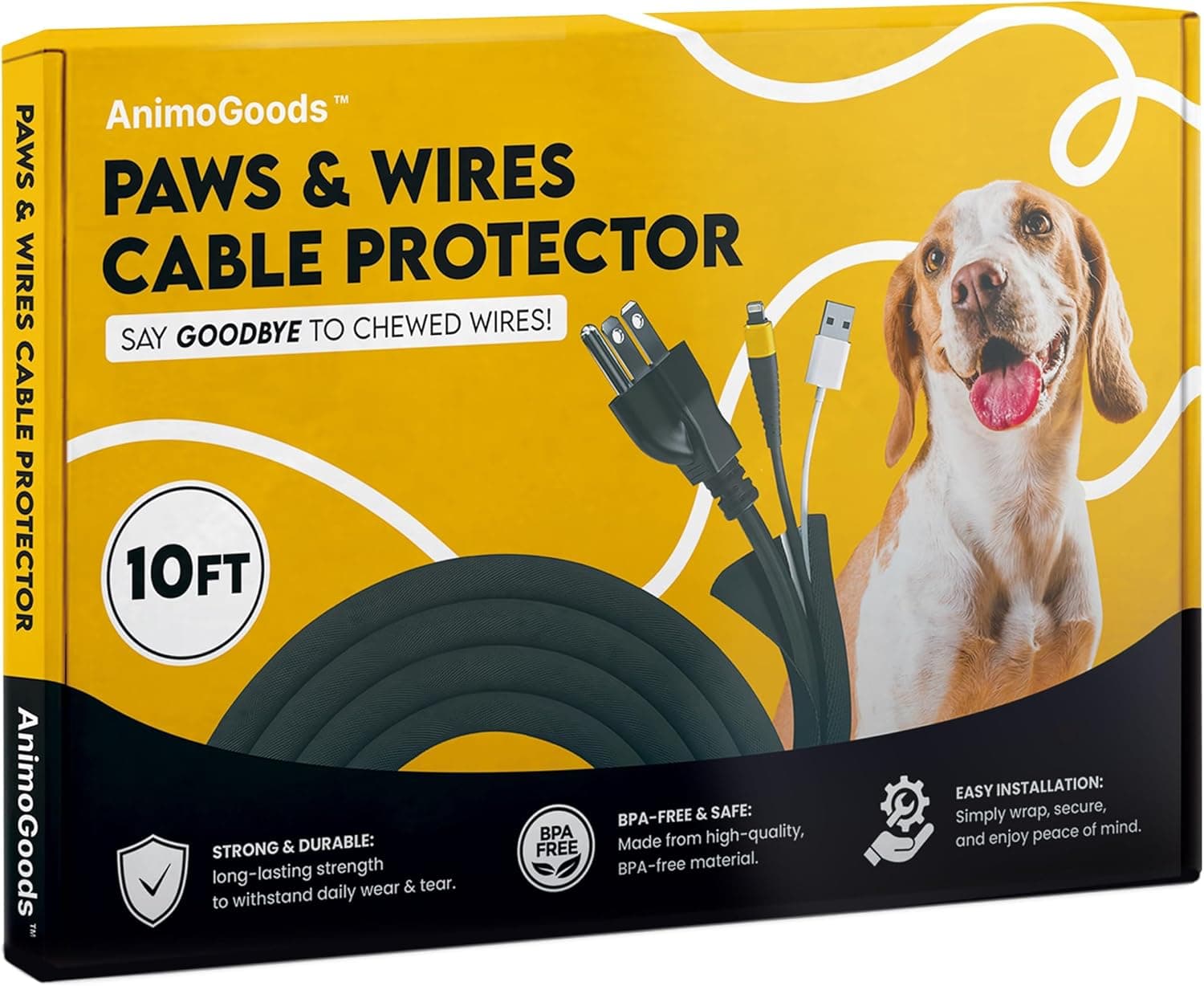 Paws & Wires Cord Cover - Black, 10ft