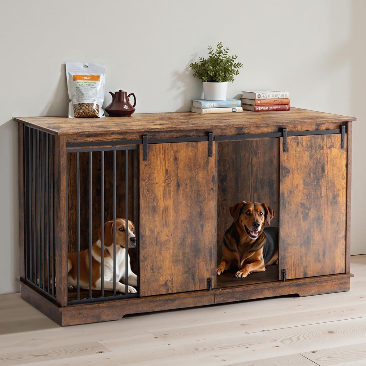 Sliding Barn Door Double Dog Kennel