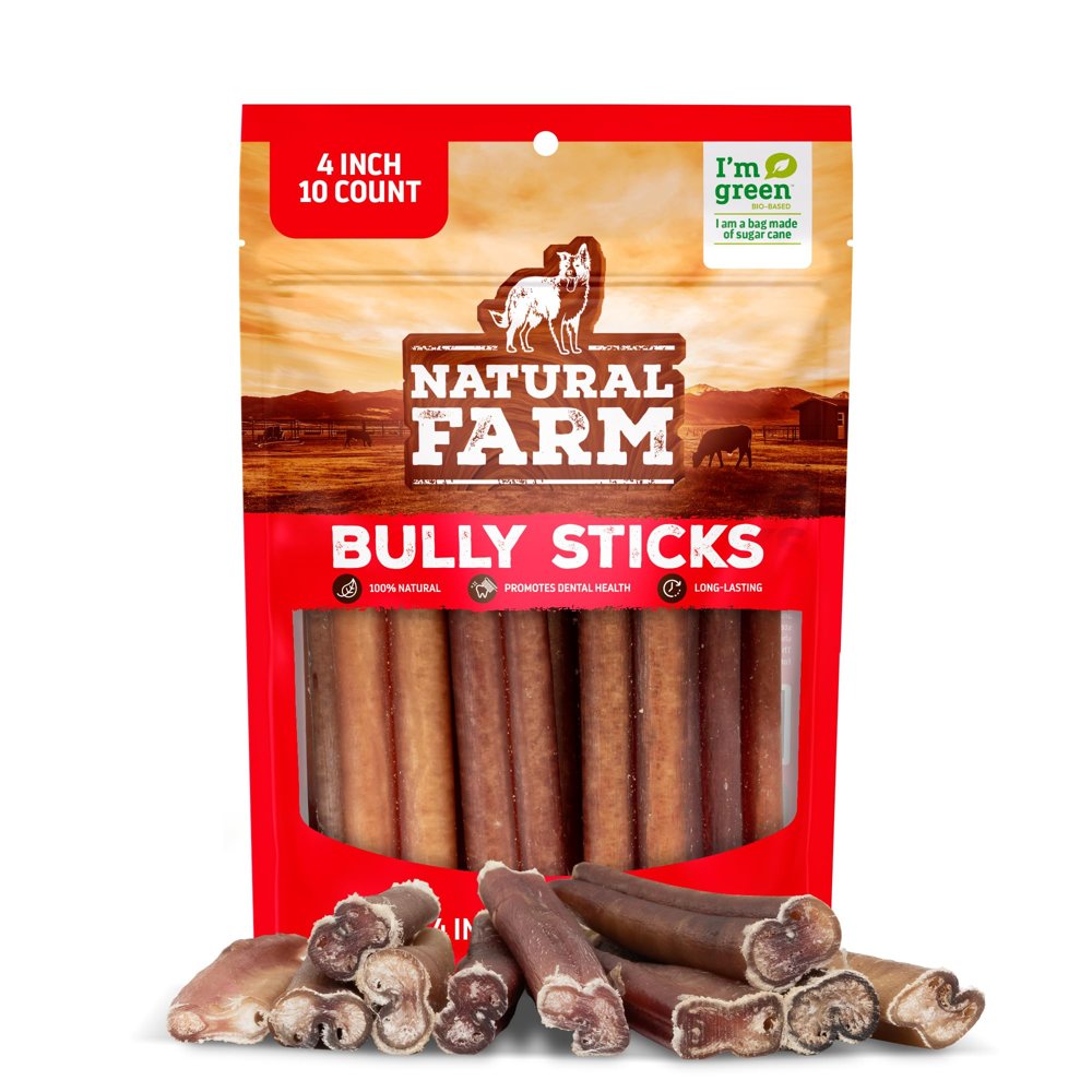 Natural Farm 4 Inch Bully Sticks for Small Dogs & Puppies