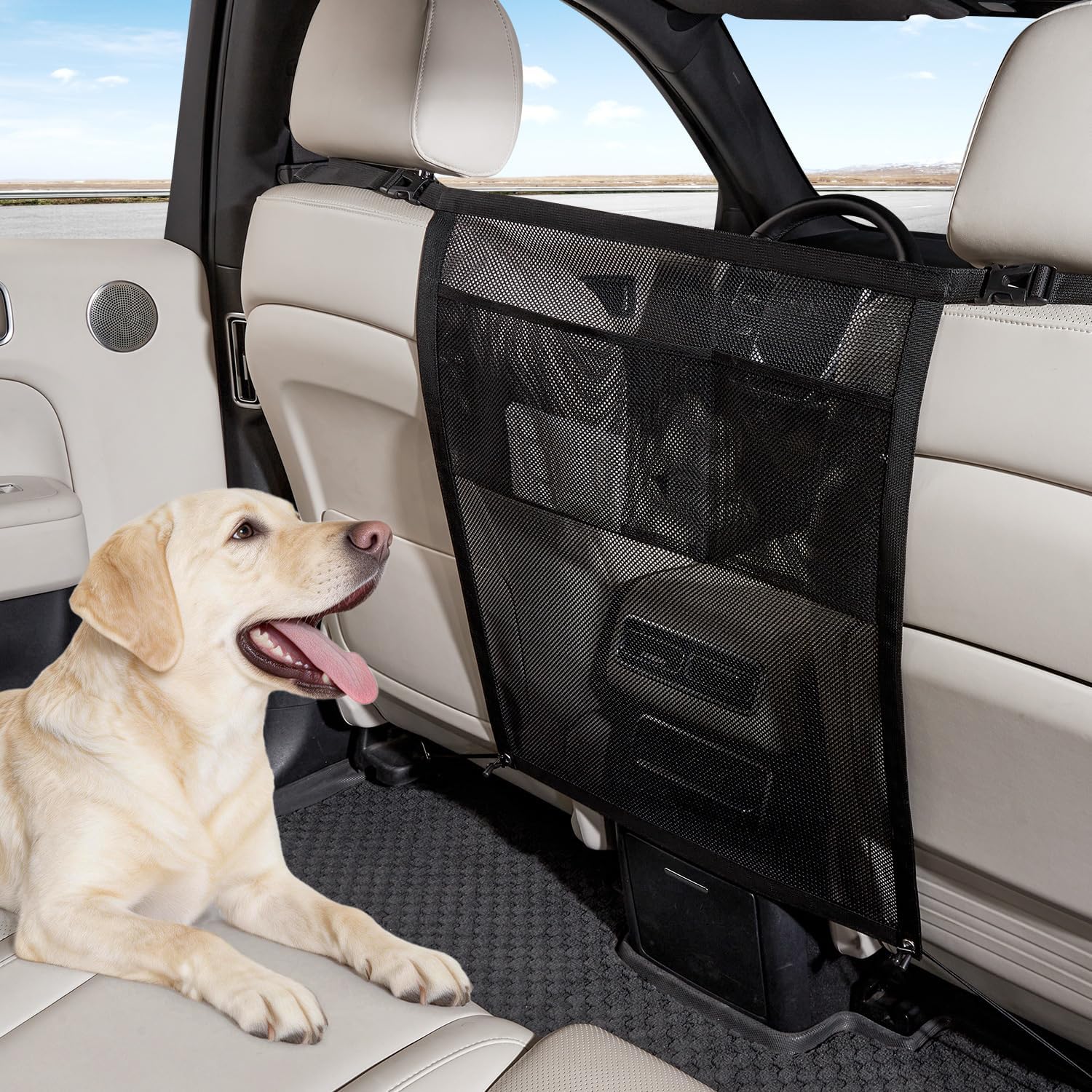TKYZ Dog Car Net Barrier with Mesh Organizer