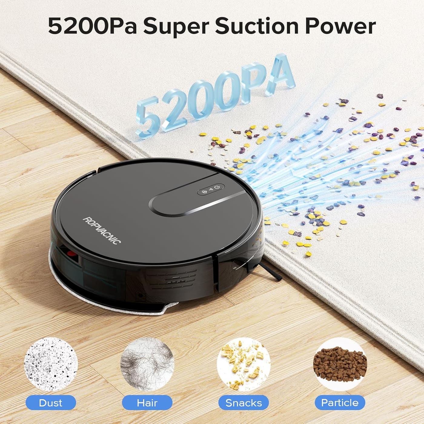 ROPVACNIC Robot Vacuum and Mop Combo
